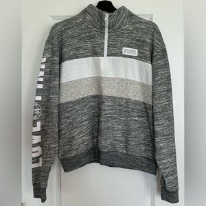 PINK Victoria's Secret Women's Gray and White Zip-Up Sweater